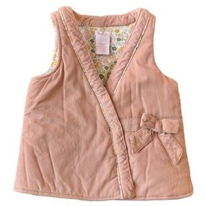 Shabby Chic Toddler Girls Pink Corduroy Floral Inner Thick Snap Button Vest